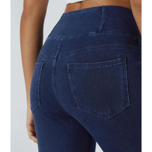 NWT Halara Flex™ High Waisted Crossover Pockets Denim Work Leggings 7/8 Size M - Picture 4 of 10